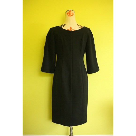 NWT BEYOND Ashley Graham Sz 6 Womens Split Sleeve Sweetheart Sheath Dress Black - Picture 4 of 12